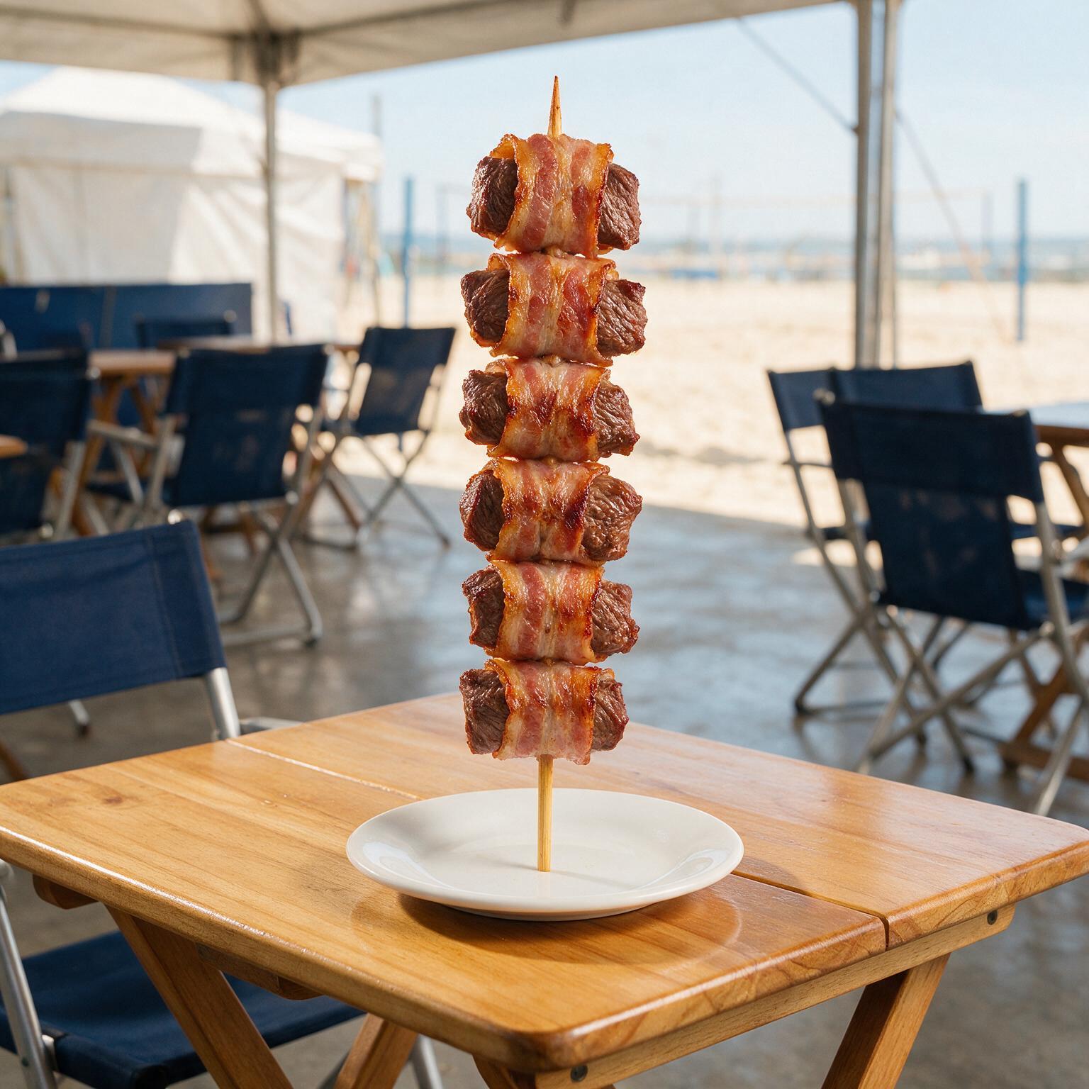 Espetinho Carne de Sol com Bacon